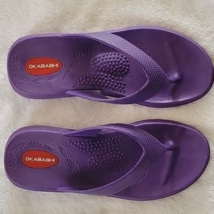 Women's Okabashi Flip Flops Beach Shoes Small (6). Made In USA. Almost Like New